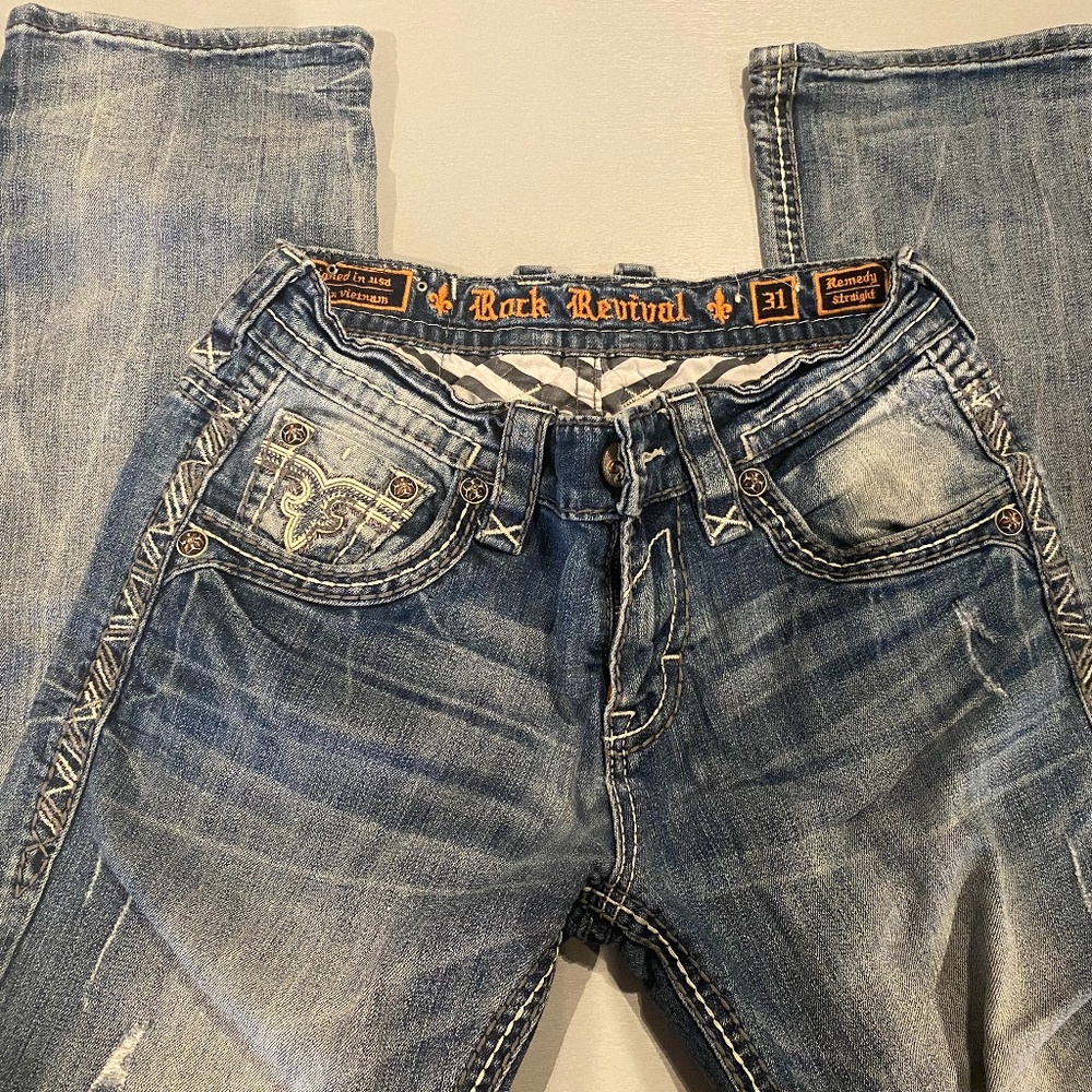 Gently Used Men's Rock Revival Jeans Size 31x32 Remedy Straight